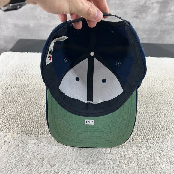VINTAGE NIKE CENTER SWOOSH SNAPBACK HAT OSFA Y2K NAVY BLUE EMBROIDERED - Picture 6 of 8